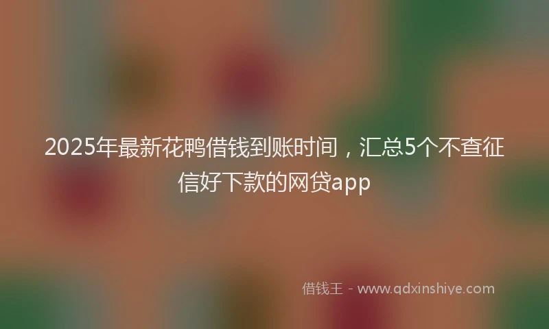 2025年最新花鸭借钱到账时间，汇总5个不查征信好下款的网贷app