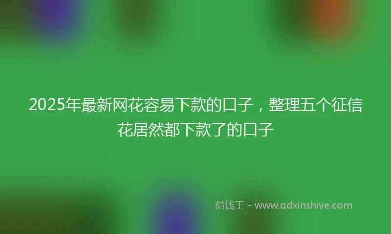 2025年最新网花容易下款的口子，整理五个征信花居然都下款了的口子