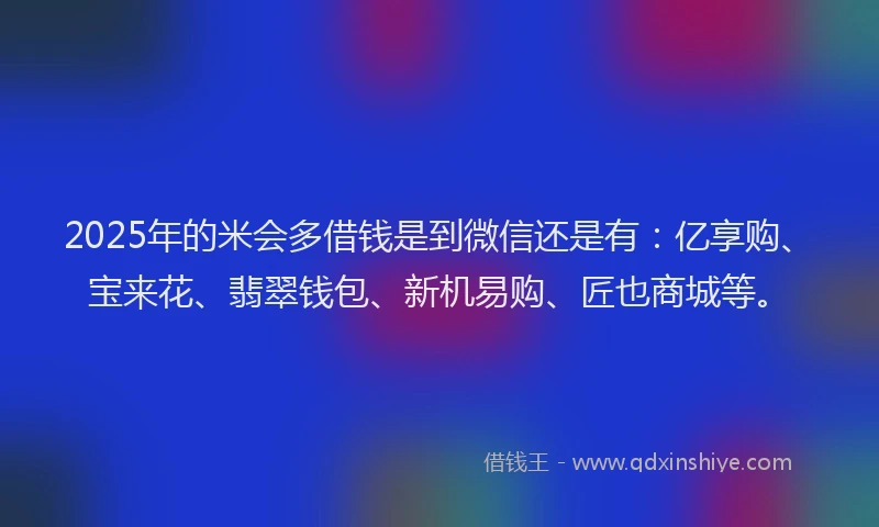 2025年的米会多借钱是到微信还是有：亿享购、宝来花、翡翠钱包、新机易购、匠也商城等。