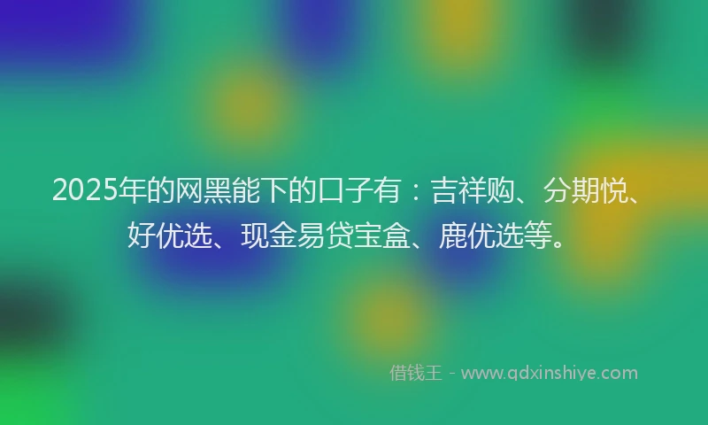 2025年的网黑能下的口子有：吉祥购、分期悦、好优选、现金易贷宝盒、鹿优选等。
