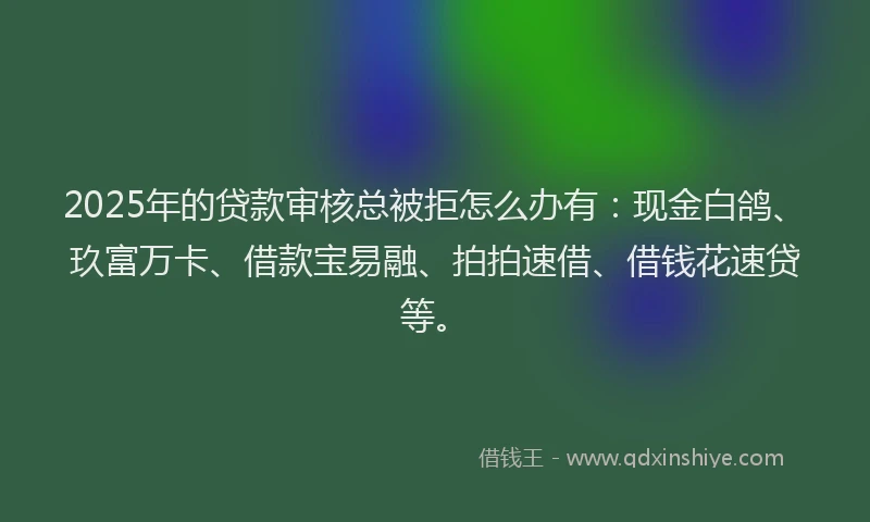 2025年的贷款审核总被拒怎么办有：现金白鸽、玖富万卡、借款宝易融、拍拍速借、借钱花速贷等。