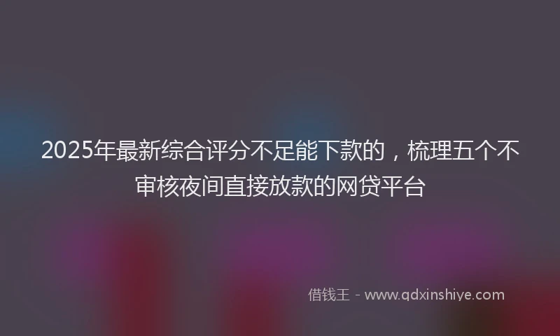 2025年最新综合评分不足能下款的，梳理五个不审核夜间直接放款的网贷平台