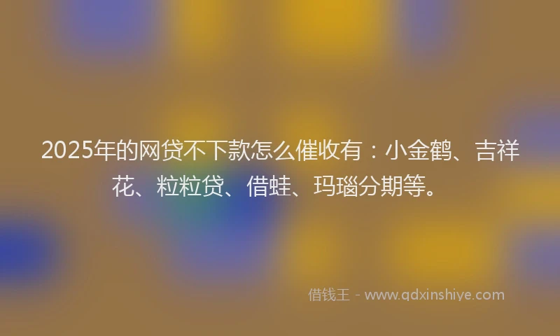 2025年的网贷不下款怎么催收有：小金鹤、吉祥花、粒粒贷、借蛙、玛瑙分期等。