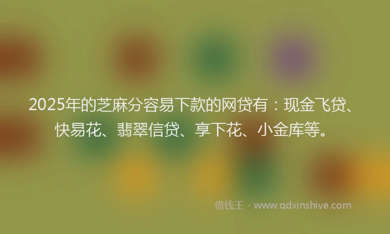 2025年的芝麻分容易下款的网贷有：现金飞贷、快易花、翡翠信贷、享下花、小金库等。