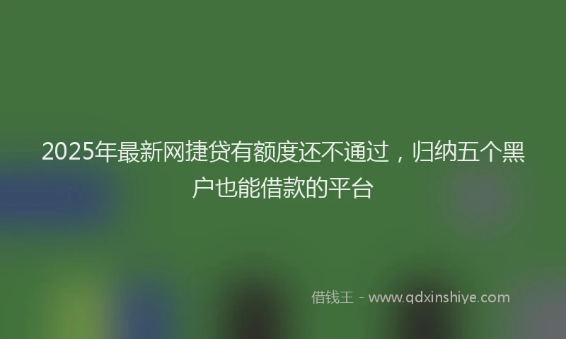 2025年最新网捷贷有额度还不通过,归纳五个黑户也能借款的平台