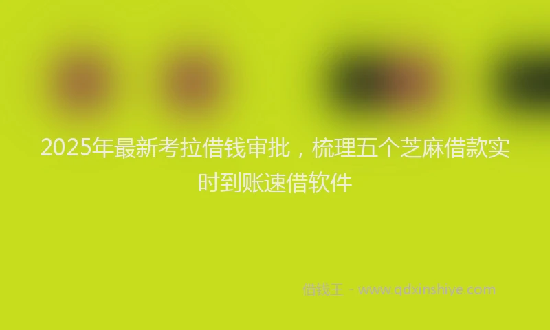 2025年最新考拉借钱审批，梳理五个芝麻借款实时到账速借软件