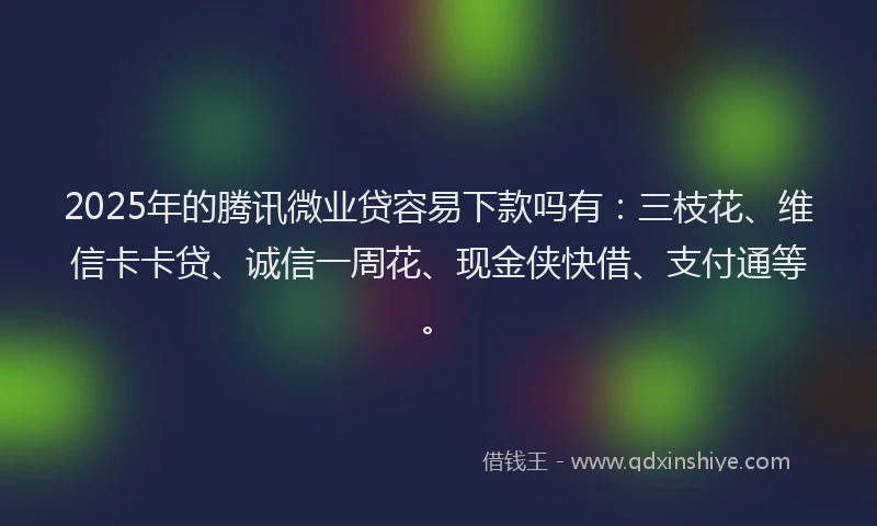 2025年的腾讯微业贷容易下款吗有：三枝花、维信卡卡贷、诚信一周花、现金侠快借、支付通等。
