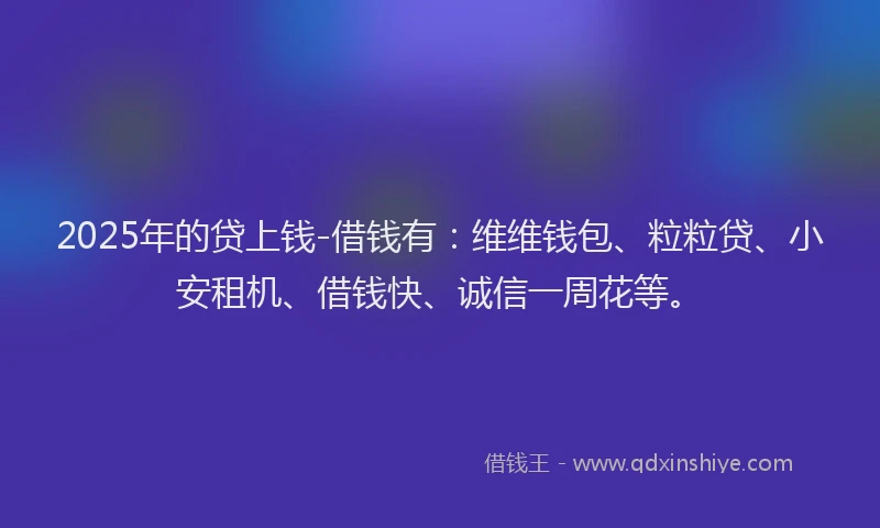 2025年的贷上钱-借钱有：维维钱包、粒粒贷、小安租机、借钱快、诚信一周花等。
