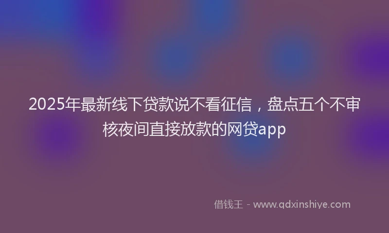 2025年最新线下贷款说不看征信，盘点五个不审核夜间直接放款的网贷app