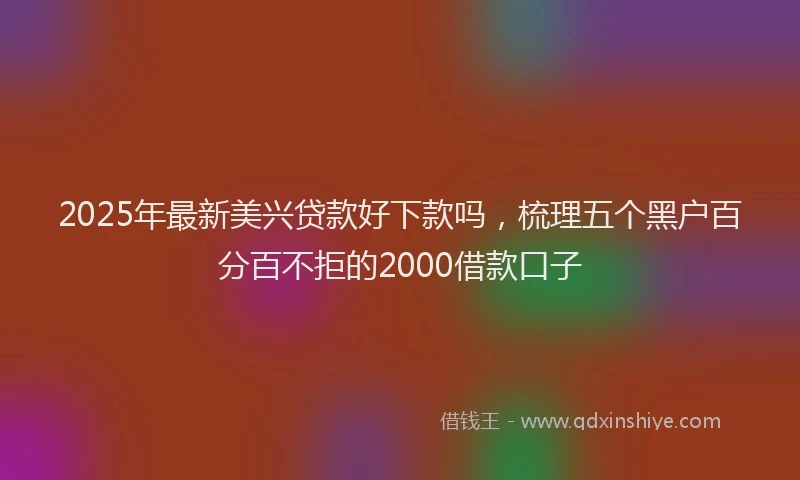 2025年最新美兴贷款好下款吗，梳理五个黑户百分百不拒的2000借款口子