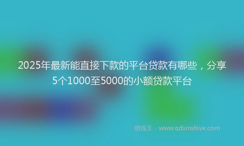 2025年最新能直接下款的平台贷款有哪些，分享5个1000至5000的小额贷款平台
