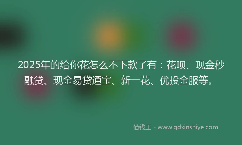 2025年的给你花怎么不下款了有：花呗、现金秒融贷、现金易贷通宝、新一花、优投金服等。