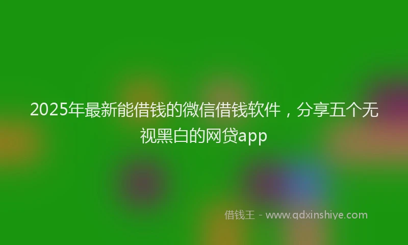 2025年最新能借钱的微信借钱软件，分享五个无视黑白的网贷app