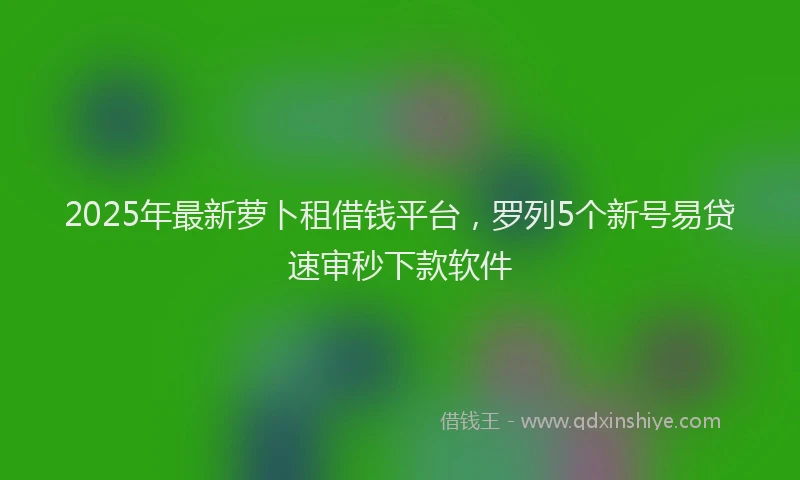2025年最新萝卜租借钱平台，罗列5个新号易贷速审秒下款软件