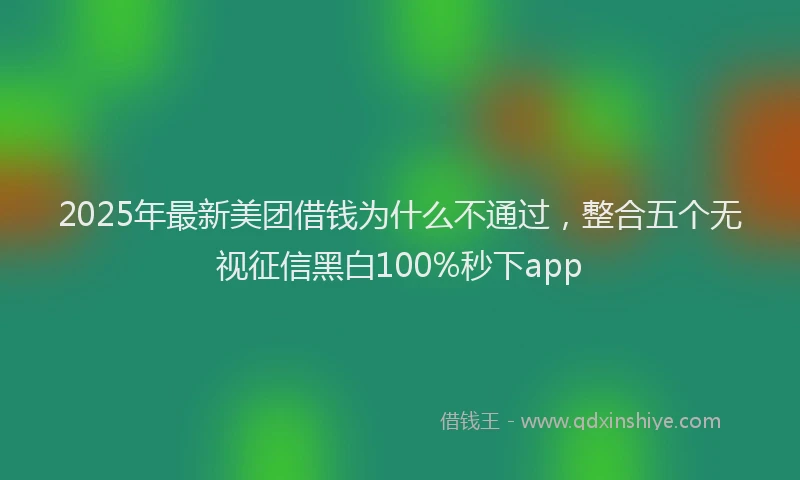 2025年最新美团借钱为什么不通过，整合五个无视征信黑白100%秒下app