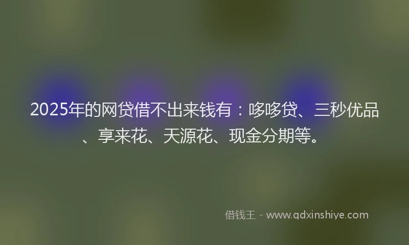 2025年的网贷借不出来钱有：哆哆贷、三秒优品、享来花、天源花、现金分期等。