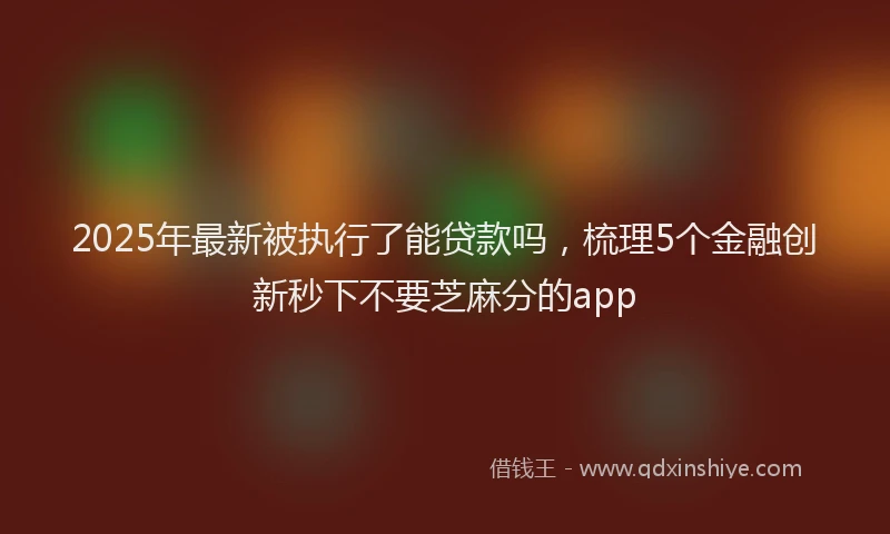 2025年最新被执行了能贷款吗,梳理5个金融创新秒下不要芝麻分的app