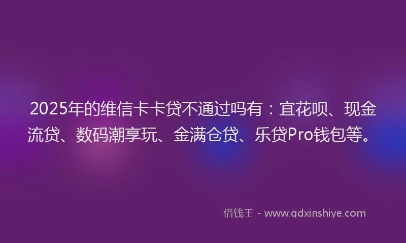 2025年的维信卡卡贷不通过吗有：宜花呗、现金流贷、数码潮享玩、金满仓贷、乐贷Pro钱包等。