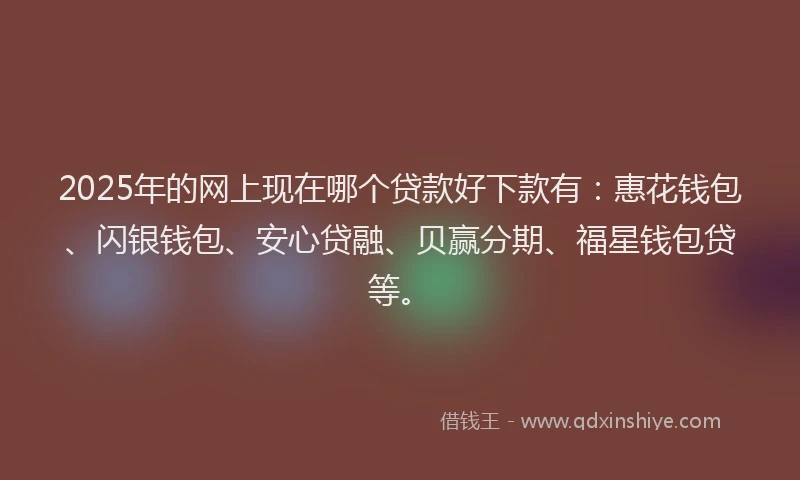 2025年的网上现在哪个贷款好下款有：惠花钱包、闪银钱包、安心贷融、贝赢分期、福星钱包贷等。