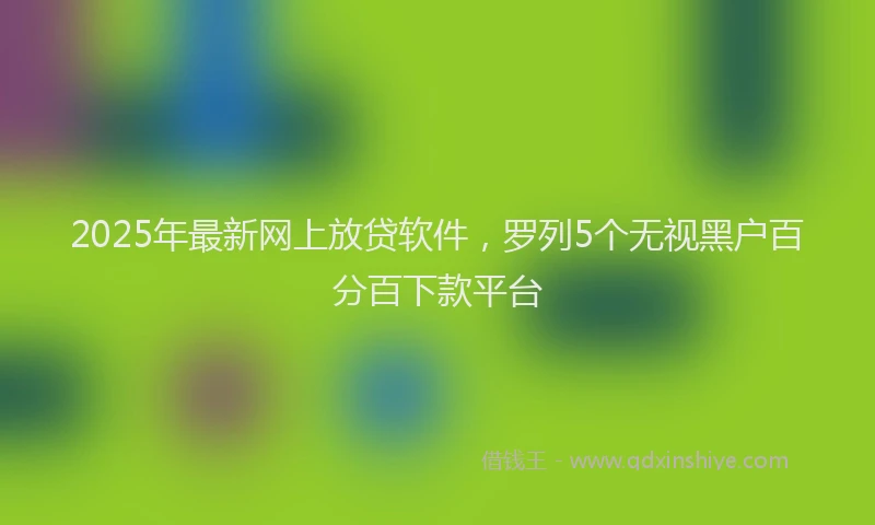 2025年最新网上放贷软件，罗列5个无视黑户百分百下款平台