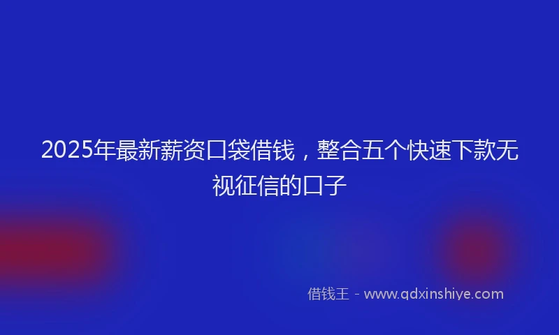 2025年最新薪资口袋借钱，整合五个快速下款无视征信的口子