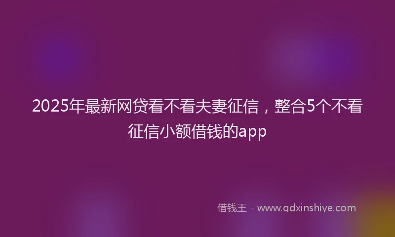 2025年最新网贷看不看夫妻征信，整合5个不看征信小额借钱的app