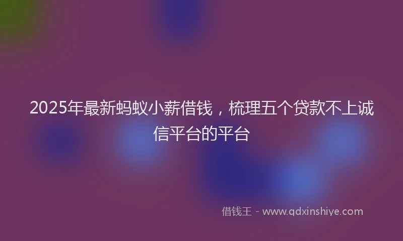2025年最新蚂蚁小薪借钱，梳理五个贷款不上诚信平台的平台