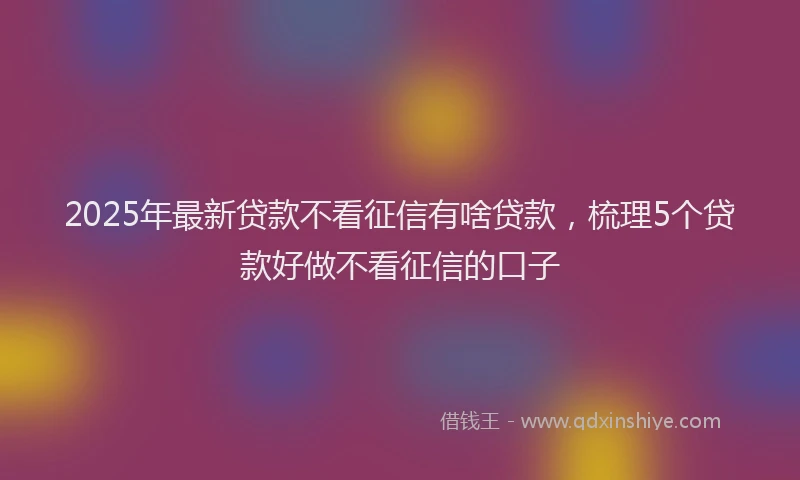 2025年最新贷款不看征信有啥贷款，梳理5个贷款好做不看征信的口子