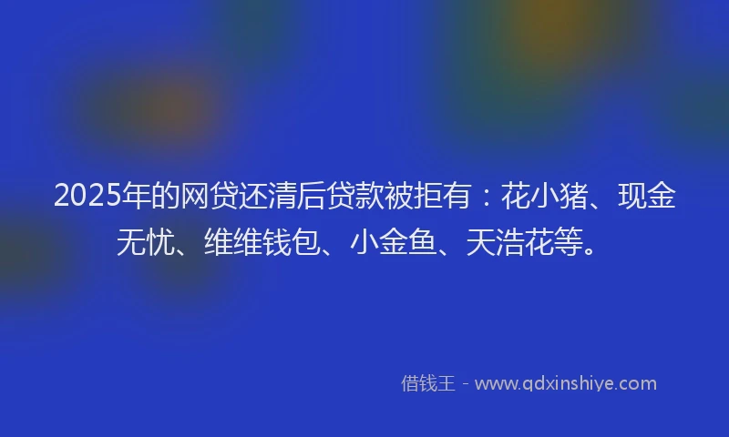 2025年的网贷还清后贷款被拒有：花小猪、现金无忧、维维钱包、小金鱼、天浩花等。