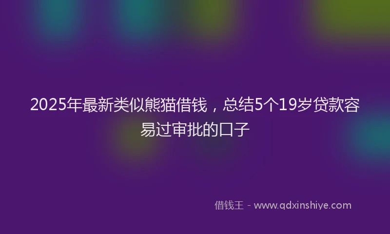2025年最新类似熊猫借钱，总结5个19岁贷款容易过审批的口子