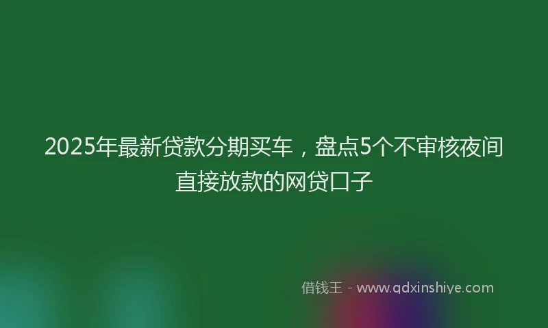2025年最新贷款分期买车，盘点5个不审核夜间直接放款的网贷口子