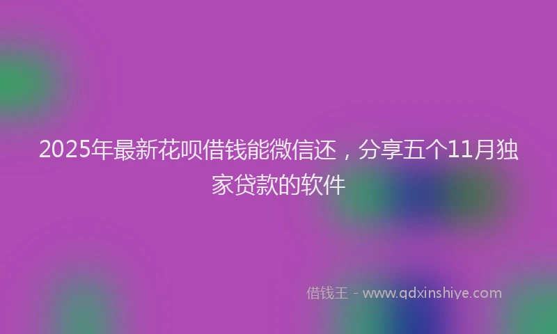 2025年最新花呗借钱能微信还，分享五个11月独家贷款的软件