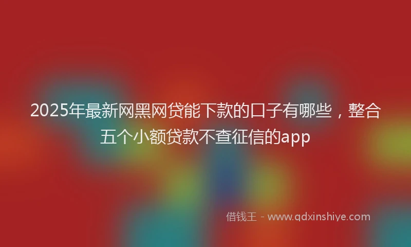 2025年最新网黑网贷能下款的口子有哪些，整合五个小额贷款不查征信的app