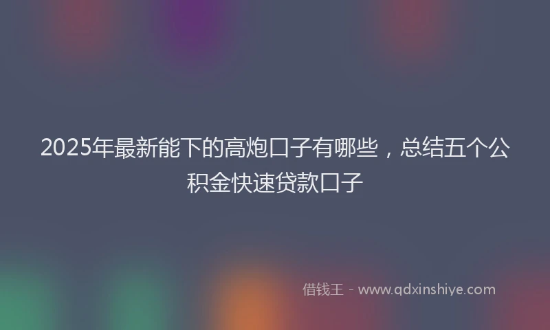 2025年最新能下的高炮口子有哪些，总结五个公积金快速贷款口子