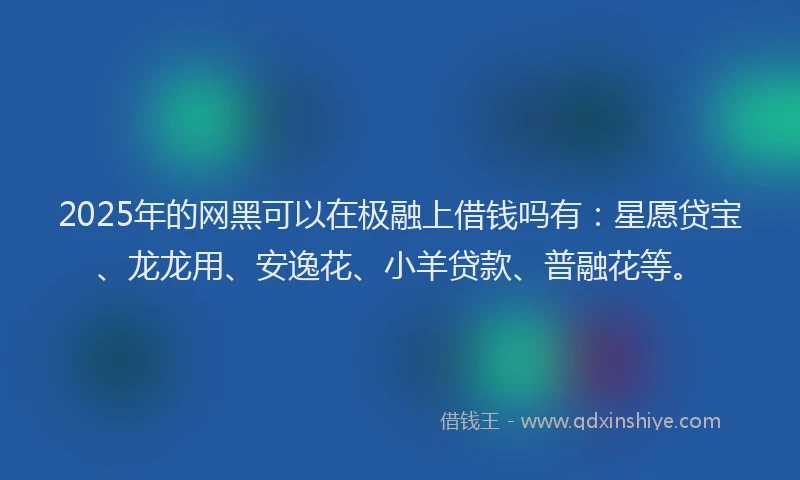 2025年的网黑可以在极融上借钱吗有：星愿贷宝、龙龙用、安逸花、小羊贷款、普融花等。