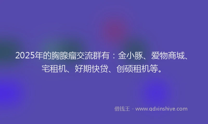 2025年的胸腺瘤交流群有：金小豚、爱物商城、宅租机、好期快贷、创硕租机等。
