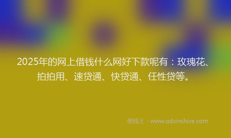 2025年的网上借钱什么网好下款呢有：玫瑰花、拍拍用、速贷通、快贷通、任性贷等。