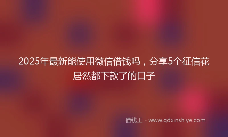 2025年最新能使用微信借钱吗，分享5个征信花居然都下款了的口子