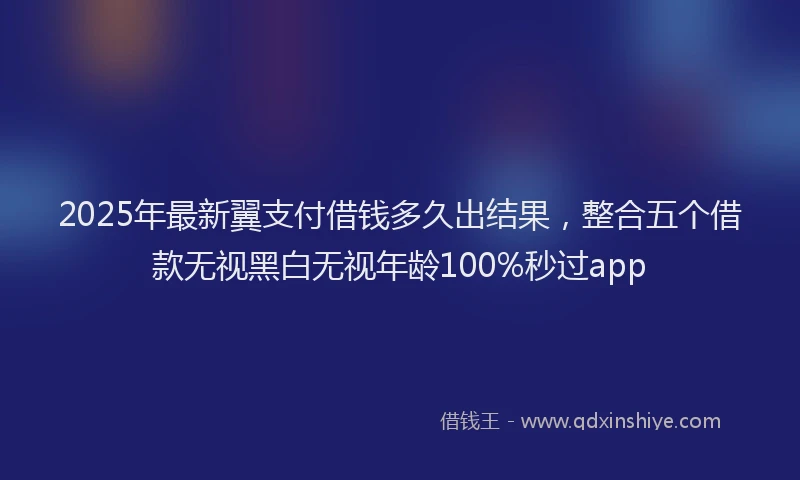2025年最新翼支付借钱多久出结果，整合五个借款无视黑白无视年龄100%秒过app
