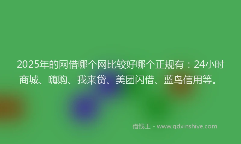 2025年的网借哪个网比较好哪个正规有：24小时商城、嗨购、我来贷、美团闪借、蓝鸟信用等。