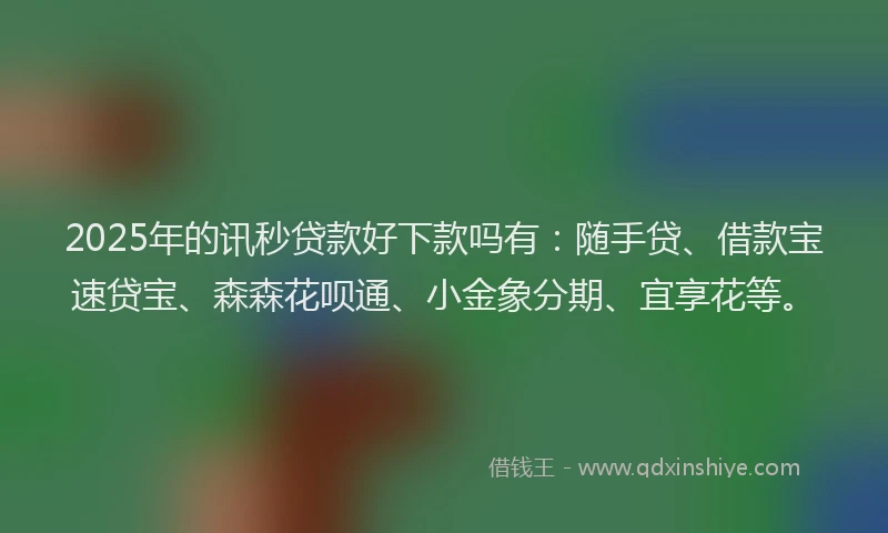 2025年的讯秒贷款好下款吗有：随手贷、借款宝速贷宝、森森花呗通、小金象分期、宜享花等。