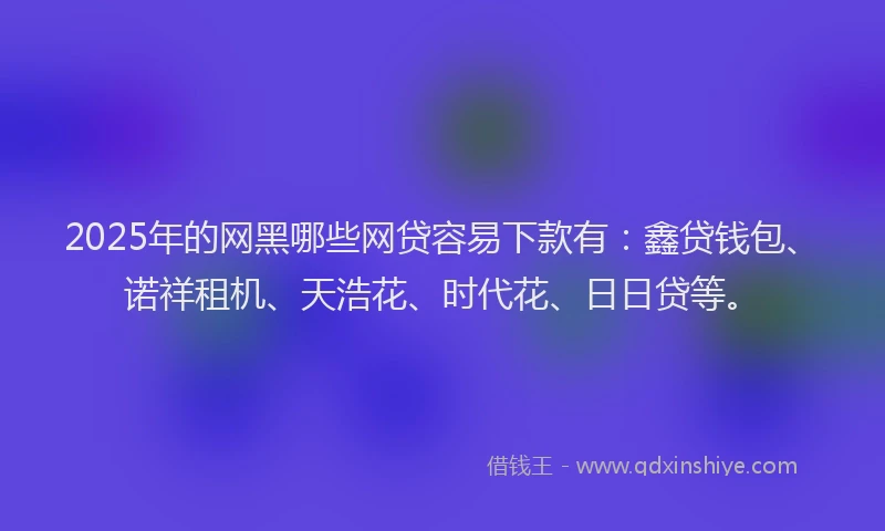 2025年的网黑哪些网贷容易下款有：鑫贷钱包、诺祥租机、天浩花、时代花、日日贷等。
