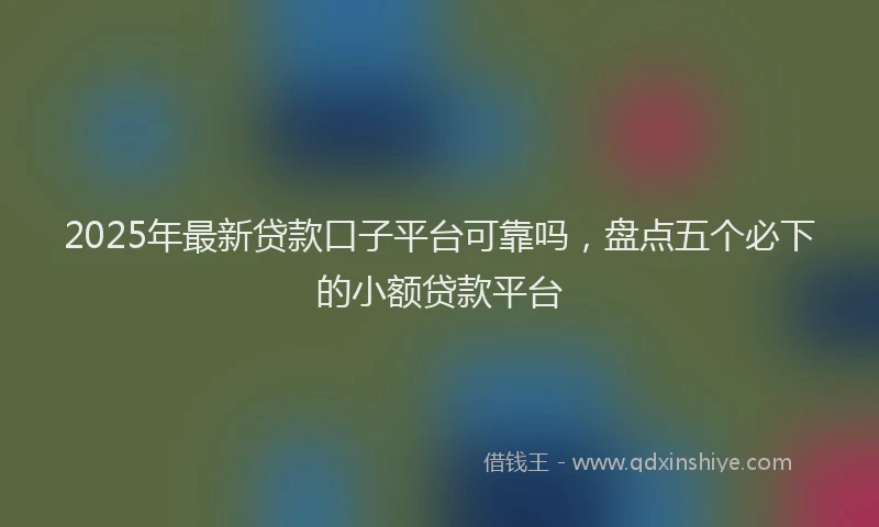2025年最新贷款口子平台可靠吗，盘点五个必下的小额贷款平台