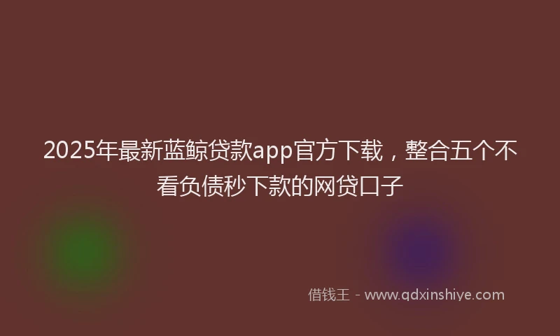 2025年最新蓝鲸贷款app官方下载，整合五个不看负债秒下款的网贷口子