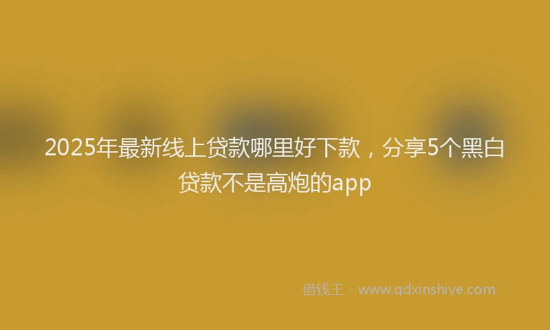 2025年最新线上贷款哪里好下款，分享5个黑白贷款不是高炮的app