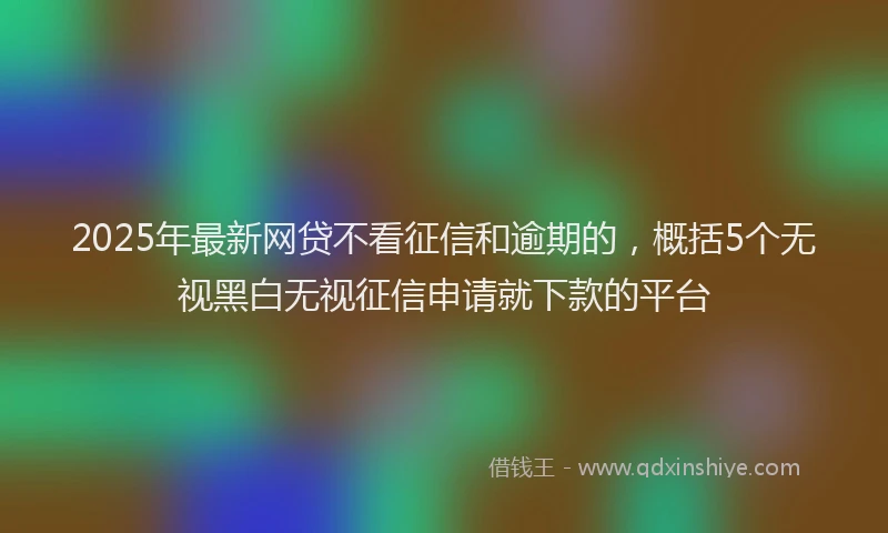 2025年最新网贷不看征信和逾期的，概括5个无视黑白无视征信申请就下款的平台