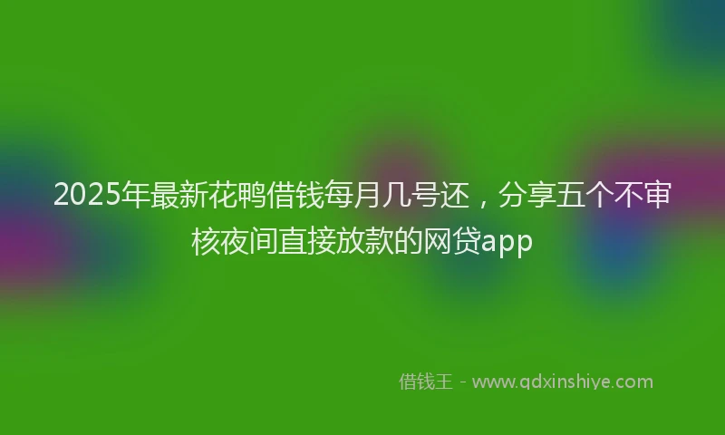 2025年最新花鸭借钱每月几号还，分享五个不审核夜间直接放款的网贷app