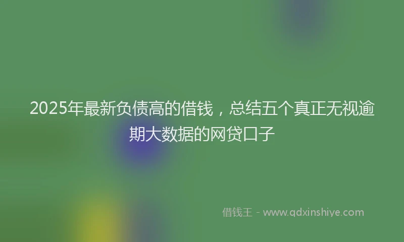 2025年最新负债高的借钱，总结五个真正无视逾期大数据的网贷口子