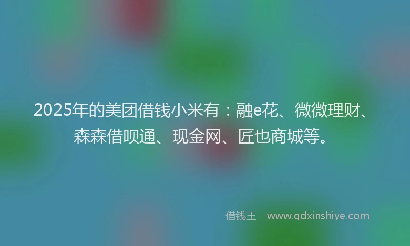 2025年的美团借钱小米有：融e花、微微理财、森森借呗通、现金网、匠也商城等。