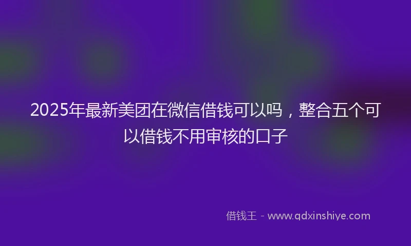 2025年最新美团在微信借钱可以吗，整合五个可以借钱不用审核的口子